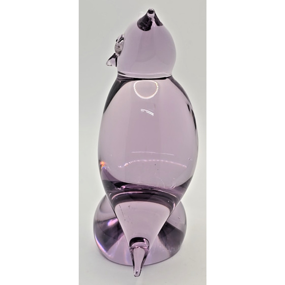 Vintage Paperweight Crystal Owl Purple Hand Blown Glass 4.25" U97 - Picture 6 of 7